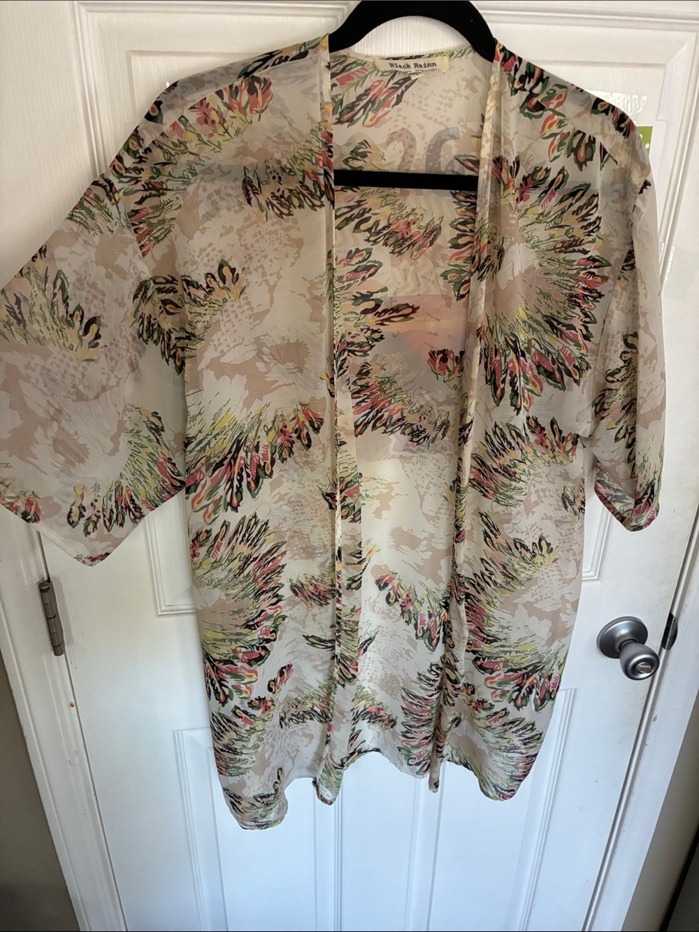 Sheer Floral Kimono - Neutral Multicolor